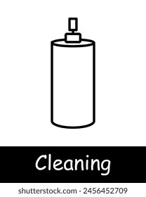 Cleaning set icon. Air freshener, spray paint, fighting dust, debris and dirt, devices for cleaning up, mopping, cleaning, gathering, sweep up, clear up, sweeping. Tidy concept.