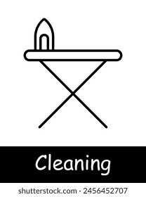 Cleaning set icon. Washing clothes, modern equipment, laundry machine, ironing, iron, ironing board, mopping, cleaning, gathering, sweep up, clear up, sweeping. Tidy concept.