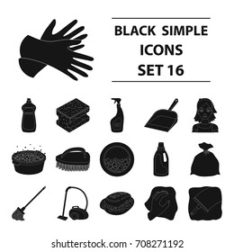 Cleaning set icons in black style. Big collection of cleaning vector symbol stock illustration