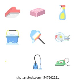 Cleaning set icons in cartoon style. Big collection of cleaning vector symbol stock illustration
