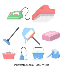 Cleaning set icons in cartoon style. Big collection of cleaning vector symbol stock illustration