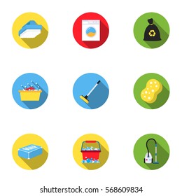 Cleaning set icons in flat style. Big collection of cleaning vector symbol stock illustration