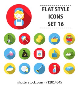 Cleaning set icons in flat style. Big collection cleaning vector symbol stock illustration