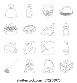 Cleaning set icons in outline style. Big collection of cleaning vector symbol stock illustration