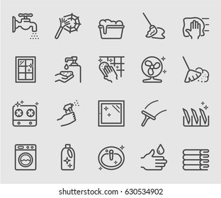 Cleaning set line icon
