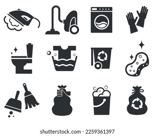 Cleaning set line icon on  white  background