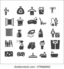 cleaning set on white background