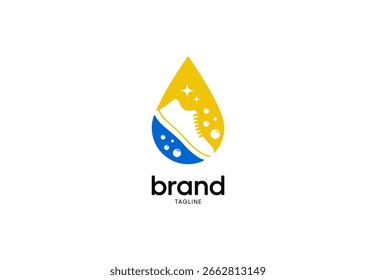 Cleaning Shoe Icon with Bubbles and Drop Shape