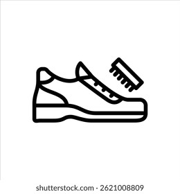 cleaning shoes outline icon. washing shoes black line illustration.