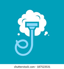 Cleaning Sign Branding Identity Corporate Vector Logo Design Template Isolated On A Blue Background