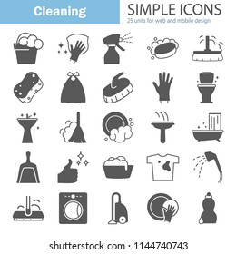 Cleaning simple icons set for web and mobile design