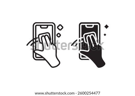 Cleaning smartphone screen icon for device hygiene Vector