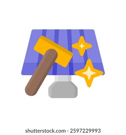 cleaning solar panels flat icon illustration