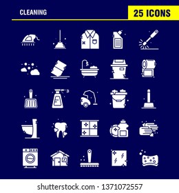 Cleaning Solid Glyph Icons Set For Infographics, Mobile UX/UI Kit And Print Design. Include: Brush, Brushing, Clean, Scrub, Plunger, Restroom, Toilet, Tool, Icon Set - Vector