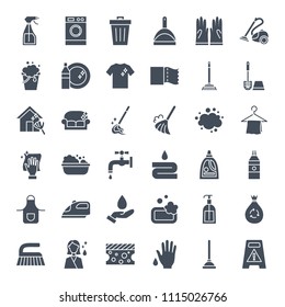 Cleaning Solid Web Icons. Vector Set of Glyphs.