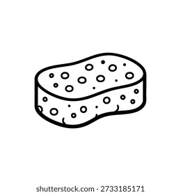 Esponja de limpieza en blanco y negro icono de Vector ilustración de línea simple para el mantenimiento y la higiene