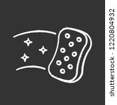 Cleaning sponge chalk icon. Kitchen sponge. Surface wiping, disinfection. Isolated vector chalkboard illustration