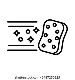 Cleaning sponge linear logo mark in black and white