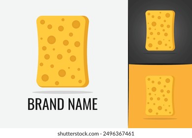 Cleaning sponge logo. Yellow sponge washing pad logotype. Cleaning service logo housework