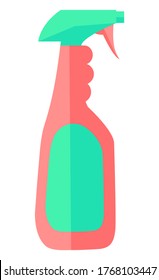 Cleaning spray in bottle or container for washing windows or glass, simple icon, detergent, cleanser, cleaning agent, washing cleaner, sanitize isolated flat symbol of abstergent, sanitation