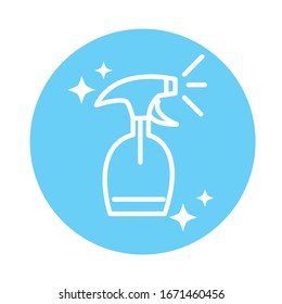 cleaning, spray bottle detergent supply domestic hygiene vector illustration block color style icon