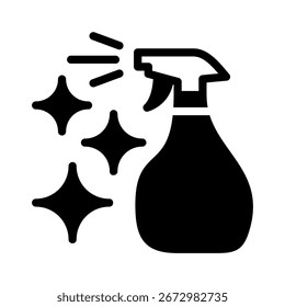 Icono del Vector de la botella y de la desinfección del aerosol de la limpieza conveniente para limpiar y la atención sanitaria