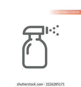 Cleaning spray bottle line vector icon. Pump, trigger mist sprayer symbol.