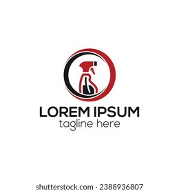 Cleaning spray bottle logo, Bottle spray logo design vector template