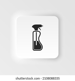 Icono del vector estilo neumórfico del frasco de pulverización, icono del pulverizador