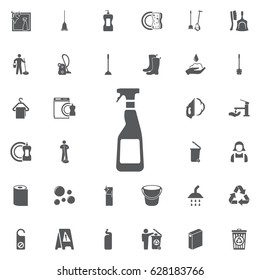 Cleaning spray bottle on the white background. Set of cleaning icons