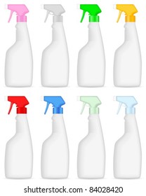 Cleaning spray bottle set on a white background. Vector illustration.