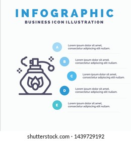 Cleaning, Spray, Clean Line icon with 5 steps presentation infographics Background