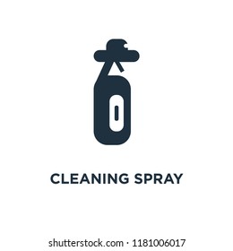 Cleaning spray icon. Black filled vector illustration. Cleaning spray symbol on white background. Can be used in web and mobile.