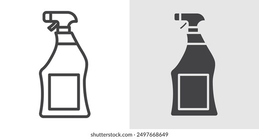Cleaning spray icon Black line art vector logo set