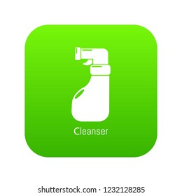 Cleaning spray icon green vector isolated on white background