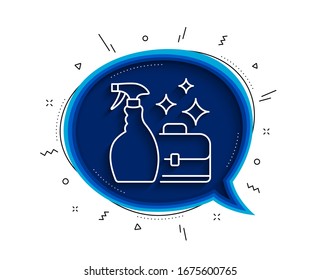 Cleaning spray line icon. Chat bubble with shadow. Washing liquid or Cleanser symbol. Housekeeping service sign. Thin line cleanser spray icon. Vector