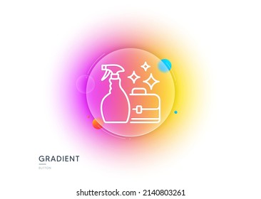 Cleaning spray line icon. Gradient blur button with glassmorphism. Washing liquid or Cleanser symbol. Housekeeping service sign. Transparent glass design. Cleanser spray line icon. Vector