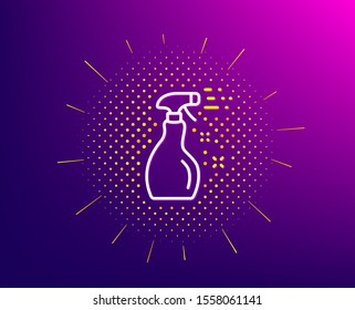 Cleaning spray line icon. Halftone pattern. Washing liquid or Cleanser symbol. Housekeeping equipment sign. Gradient background. Cleaning spray line icon. Yellow halftone pattern. Vector