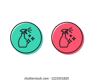 Cleaning spray line icon. Washing liquid or Cleanser symbol. Housekeeping equipment sign. Positive and negative circle buttons concept. Good or bad symbols. Washing Cleanser Vector