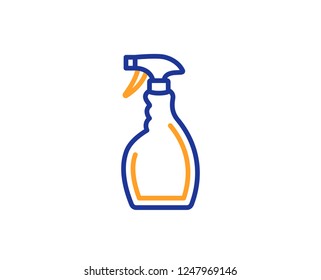 Cleaning spray line icon. Washing liquid or Cleanser symbol. Housekeeping equipment sign. Colorful outline concept. Blue and orange thin line color icon. Spray Vector