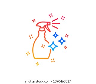Cleaning spray line icon. Washing liquid or Cleanser symbol. Housekeeping equipment sign. Gradient design elements. Linear washing Cleanser icon. Random shapes. Vector