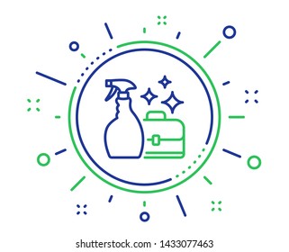 Cleaning spray line icon. Washing liquid or Cleanser symbol. Housekeeping service sign. Quality design elements. Technology cleanser spray button. Editable stroke. Vector