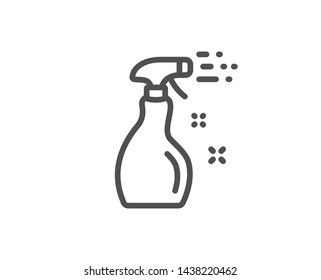 Cleaning spray line icon. Washing liquid or Cleanser symbol. Housekeeping equipment sign. Quality design element. Linear style cleaning spray icon. Editable stroke. Vector