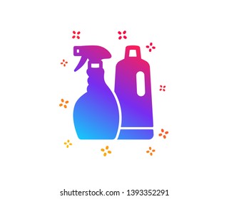 Cleaning spray and Shampoo icon. Washing liquid or Cleanser symbol. Housekeeping equipment sign. Dynamic shapes. Gradient design shampoo and Spray icon. Classic style. Vector