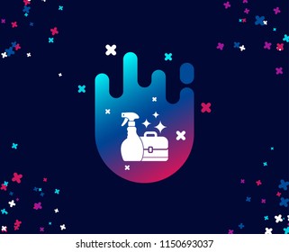 Cleaning spray simple icon. Washing liquid or Cleanser symbol. Housekeeping service sign. Cool banner with icon. Abstract shape with gradient. Vector