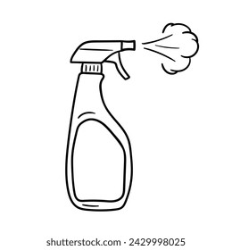 Cleaning spray vector icon in doodle style. Symbol in simple design. Cartoon object hand drawn isolated on white background.