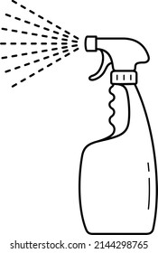 Limpieza del spray. Icono de contorno del vector.