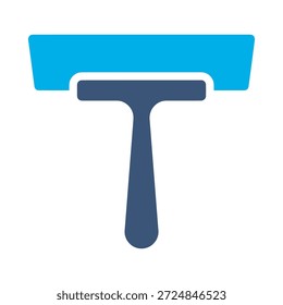 Cleaning squeegee icon blue flat vector design wiper tool symbol glass wash window equipment graphic element sign