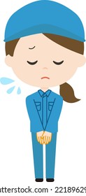 cleaning staff bowing. It is vector illustration.