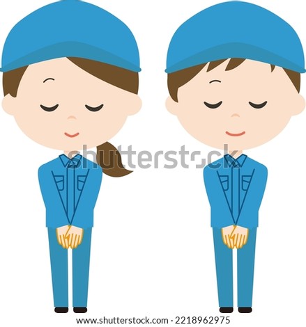 cleaning staff bowing. It is vector illustration.